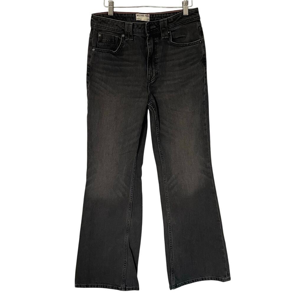 We The Free Black Wide Leg Jeans Minimalist Neutral Women's size 27" Button Fly